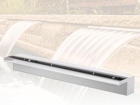 Pond Waterfall Blade Kit, 90cm Stainless Steel Pool Fountain with Accessories, Width 15cm Spillway Water Feature Waterfall Cascade for Garden Patio Pond Decoration