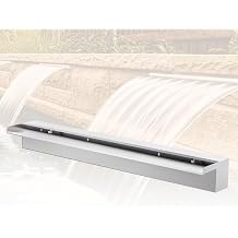 Pond Waterfall Blade Kit, 90cm Stainless Steel Pool Fountain with Accessories, Width 15cm Spillway Water Feature Waterfall Cascade for Garden Patio Pond Decoration