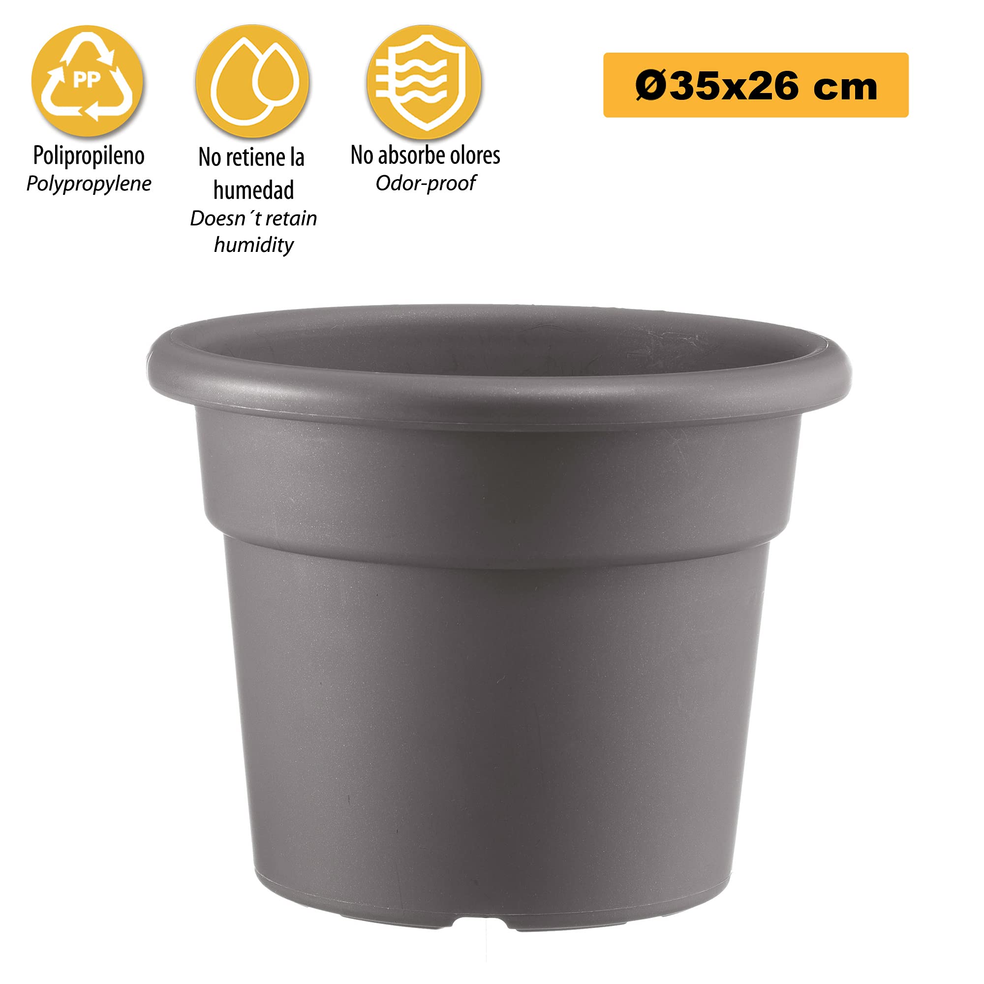 Maceta Cilindrica D11,5cm Varios Colores Con Plato De Bambu