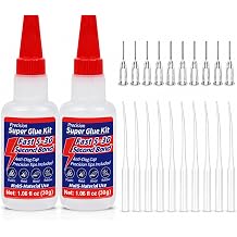 2 Pack Super Glue Kit, 2 x 1.06 fl oz Thin Liquid CA Glue, Anti-Clog Caps