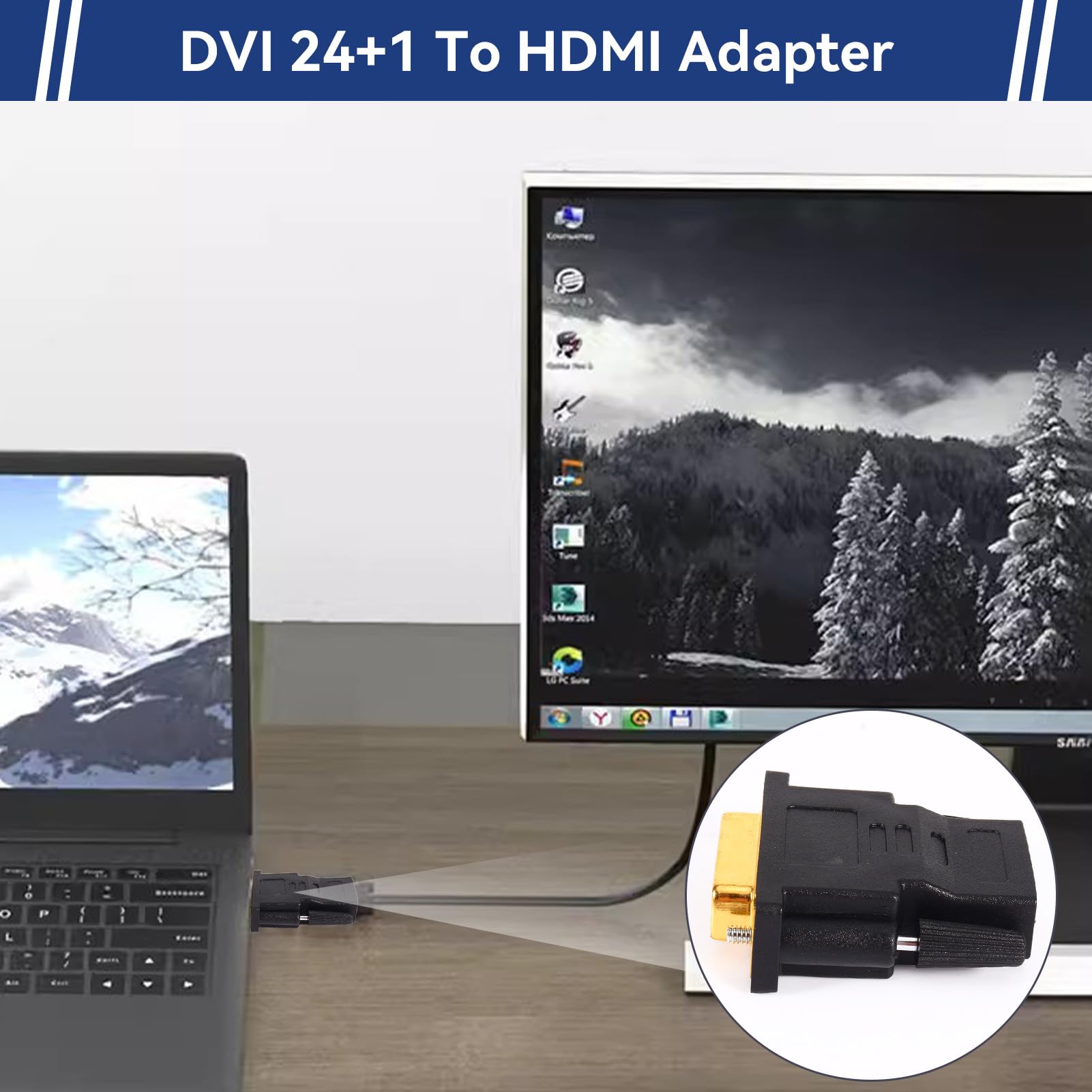 DVI to HDMI Adapter, DVI Male to HDMI Female Adapter Bi-Directional 24 & 1 Port Converter Support 1080P, 3D for PS5 PS4 TV Box Blu-ray Projector HDTV