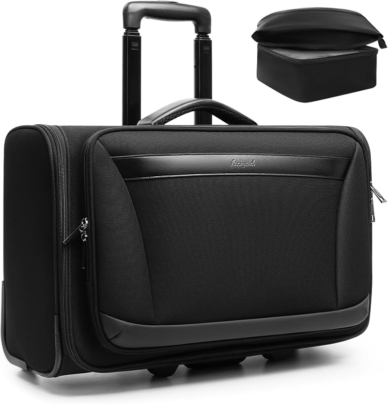 Arcoyard Bolsa para ropa con ruedas con 2 cubos de embalaje, bolsa para ropa con compartimento para computadora portátil de 17,3 pulgadas, valija de viaje con ruedas expandibles y laterales suaves para viajes de negocios, hombres y mujeres, negro