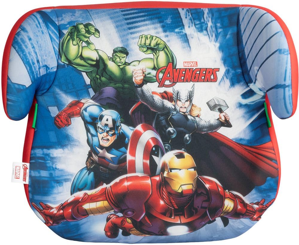 Tataway Marvel Avengers seggiolino alzatina auto i-Size ECE R129. Rialzo bimbi 125-150 cm con grafiche dei supereroi, seduta grigia, per viaggi comodi e in sicurezza