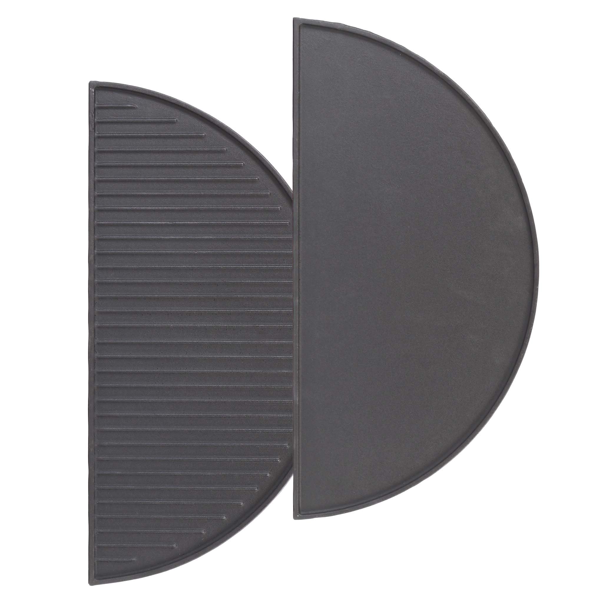 Wiltec Płyta grillowa zestaw 55 x 26,5 x 1,5 cm z żeliwa i powłoką emaliową 2 szt., ruszt do grilla półokrągły, na ognisko, grilla i węgiel
