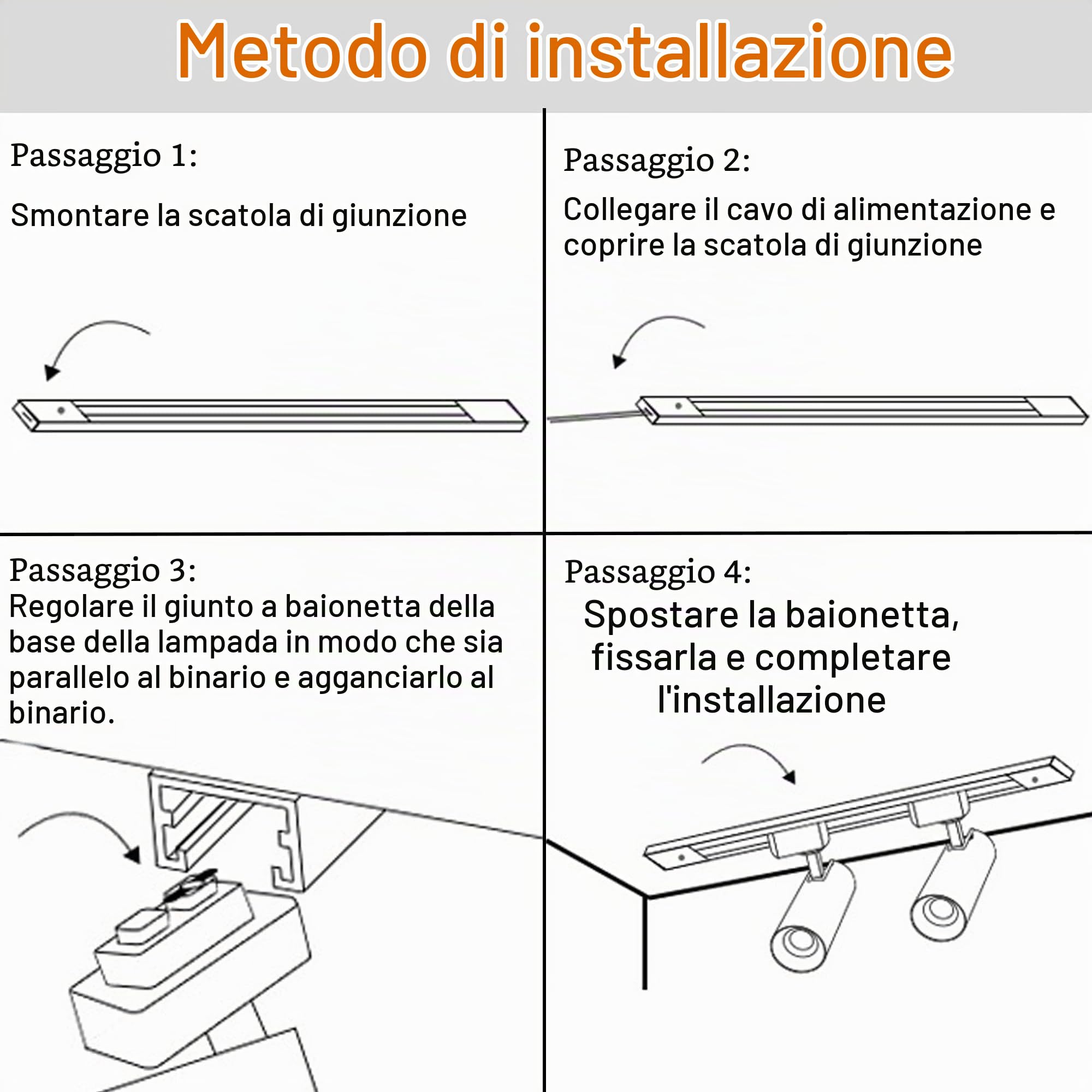 Teste Di Illuminazione Della Pista A Led 12-Luci Lampada Faretti Da Soffitto Orientabili,Faretti Led Interno 20W Track Lighting 3000K Bianco Freddo Con Binari Extra Da 4 * 1m,Cucina Moderni Ufficio