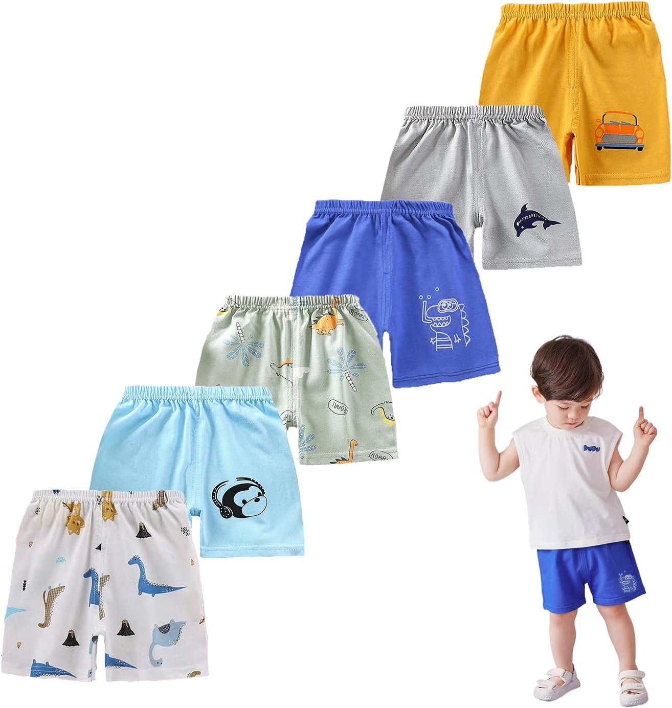 Toddler Boy Shorts Baby Summer Elastic Waist Pull On Cotton Solid Color Lightweight Shorts Clothes 6M-5Y