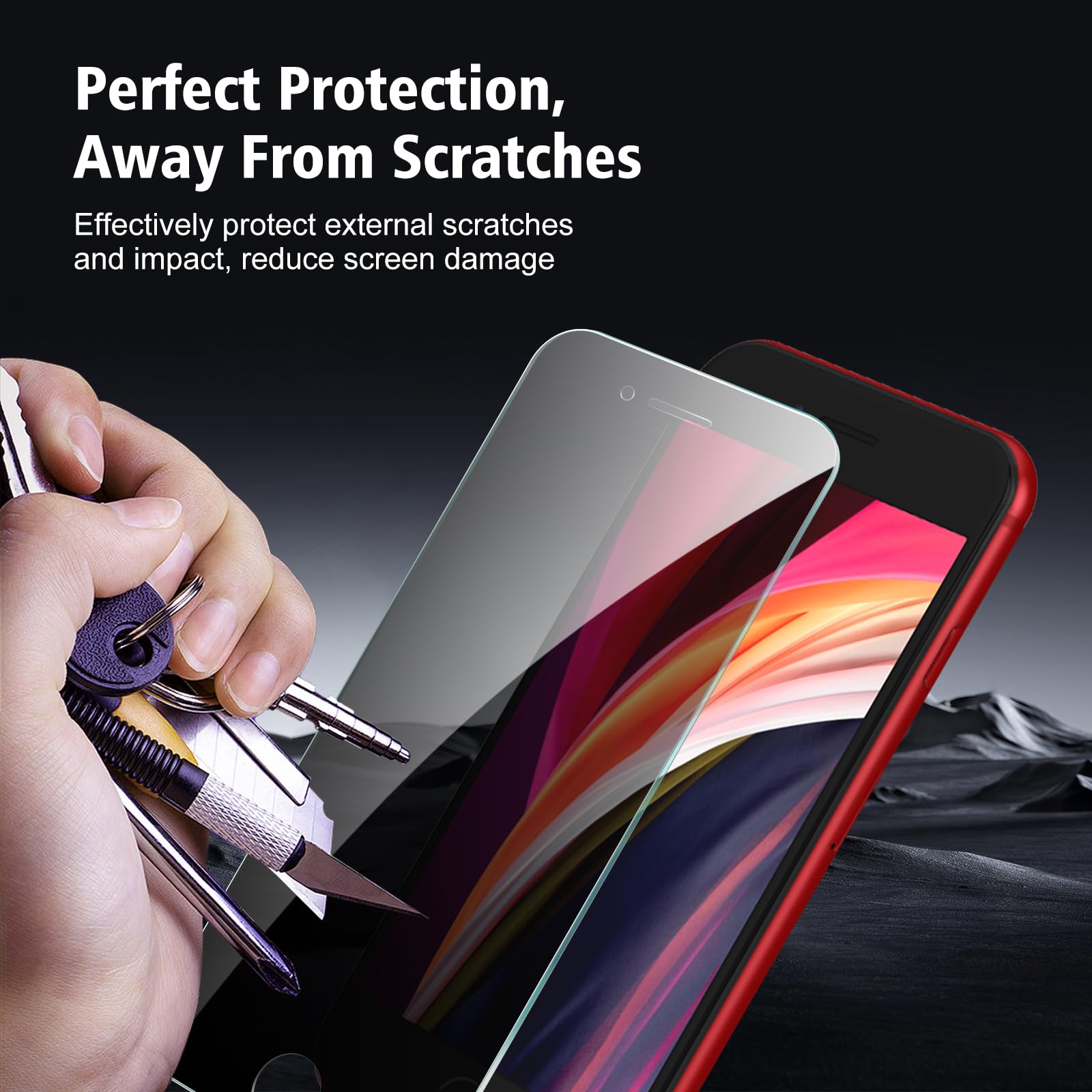 Paquete de 3 protectores de pantalla de privacidad para iPhone SE 2022 / iPhone SE 2020 / iPhone 8 / iPhone 7, vidrio templado antiespía, dureza 9H, resistente a los arañazos
