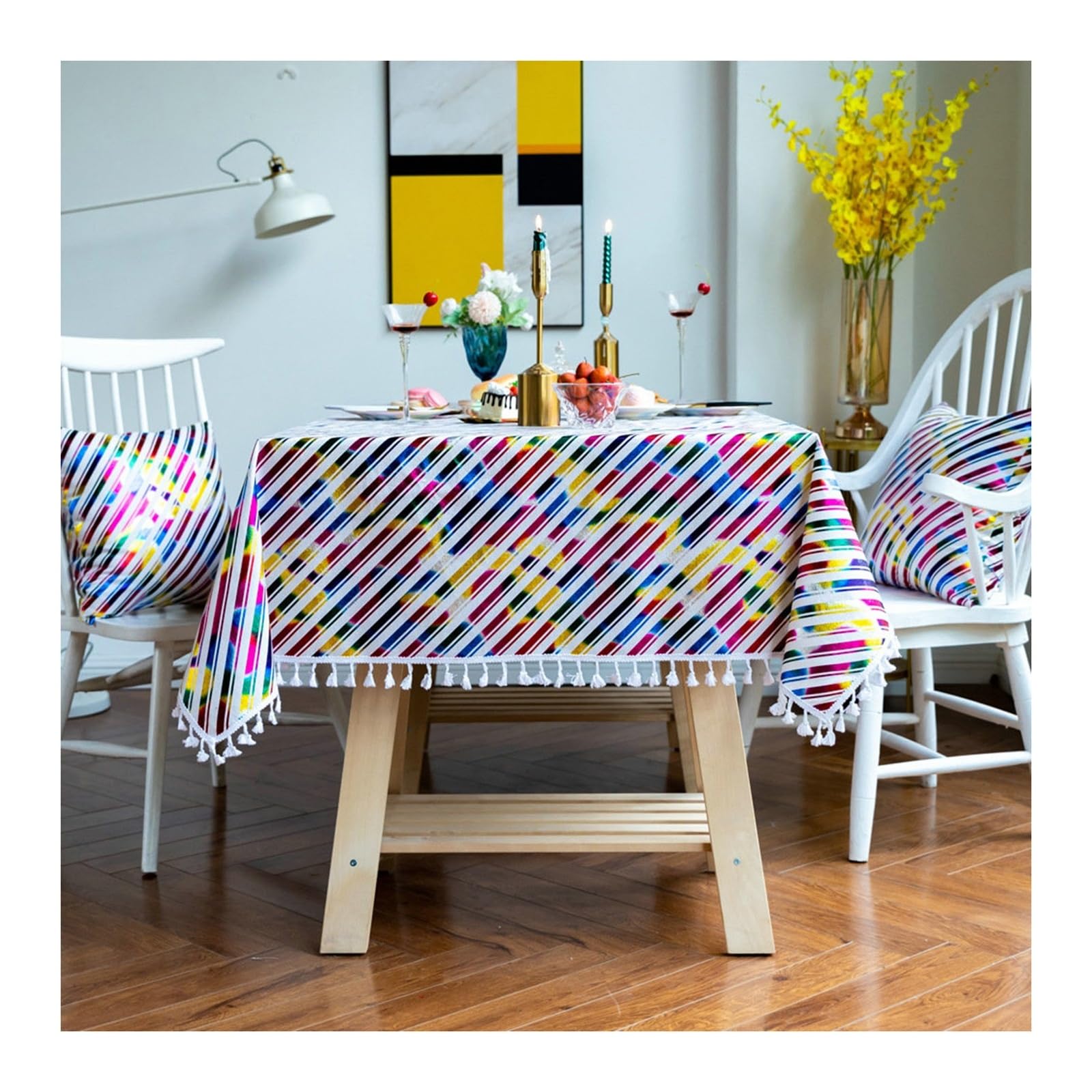 Nappe en coton lin supérieure 140x140cm aux finitions soignées
