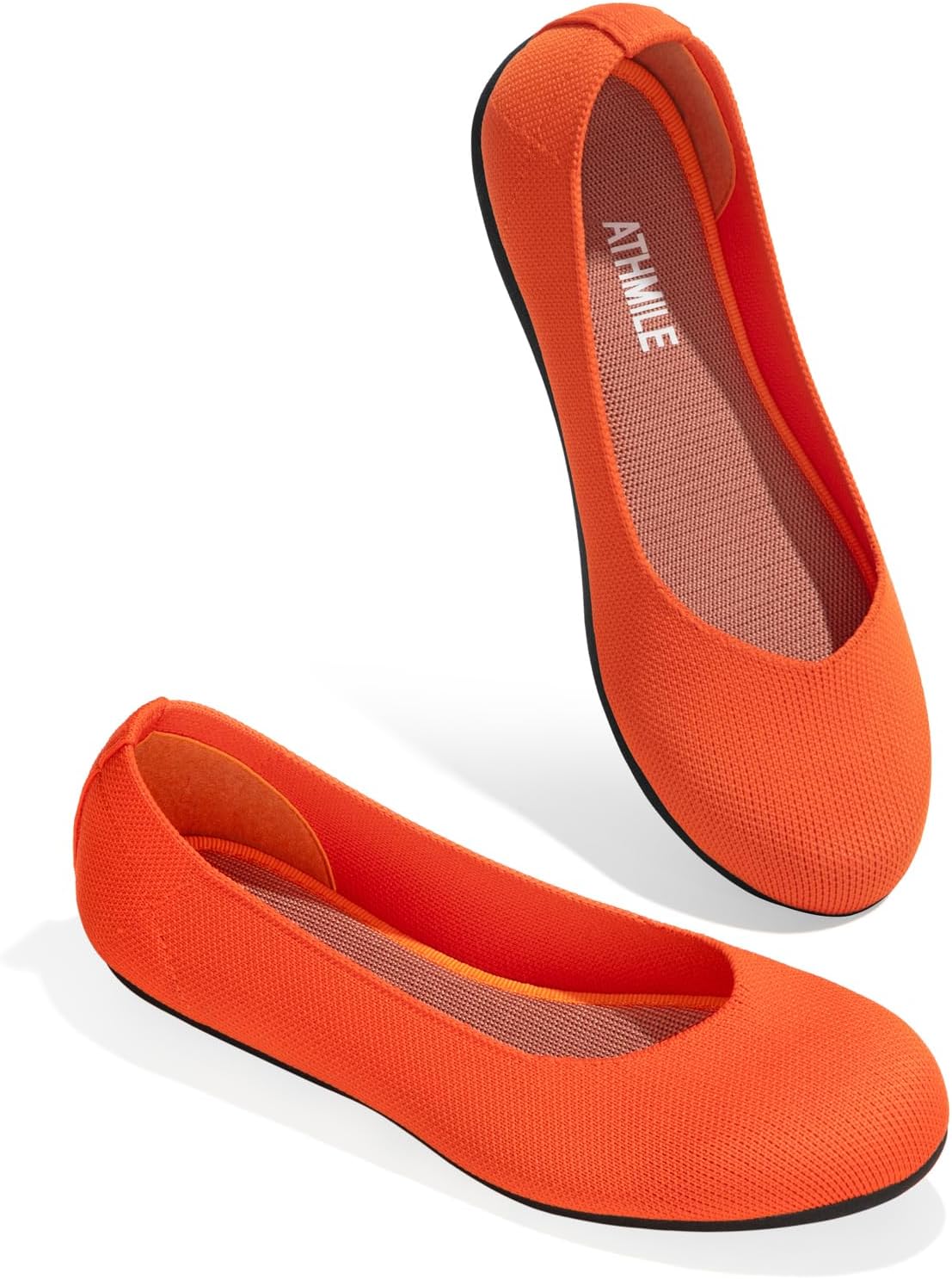 ATHMILE Women's Flat Ballet Shoes Knit Flat Shoes for Women Round Toe Slip on Women Flats for Dressy Casual Office Work Wedding Comfort Soft