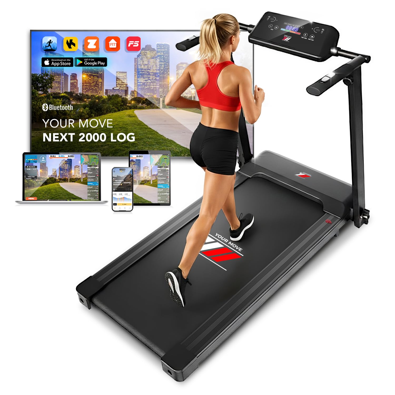 YM Tapis Roulant Salvaspazio 14 km/h, Marchio Italiano, Bluetooth + APP Interattive, Tapis Roulant Elettrico Pieghevole, Porta Tablet, Display LED, Garanzia e Assistenza ITALIA, NEXT 2000, Your Move