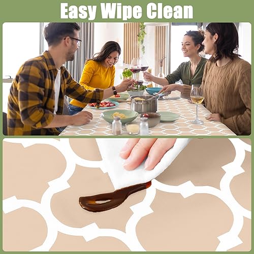 Miniatura 4 de smiry Mantel rectangular de pícnic, fundas de mesa elásticas impermeables para mesas de 6 pies, manteles de vinilo con parte trasera de franela