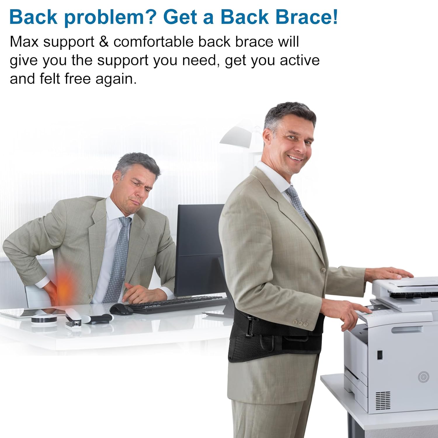 HONGJING Lower Back Brace for Low Back Pain Relief, Lumbar Support Belt with 7 Stays and Breathable Mesh for Lifting at Work, Both for Men and Women (M)