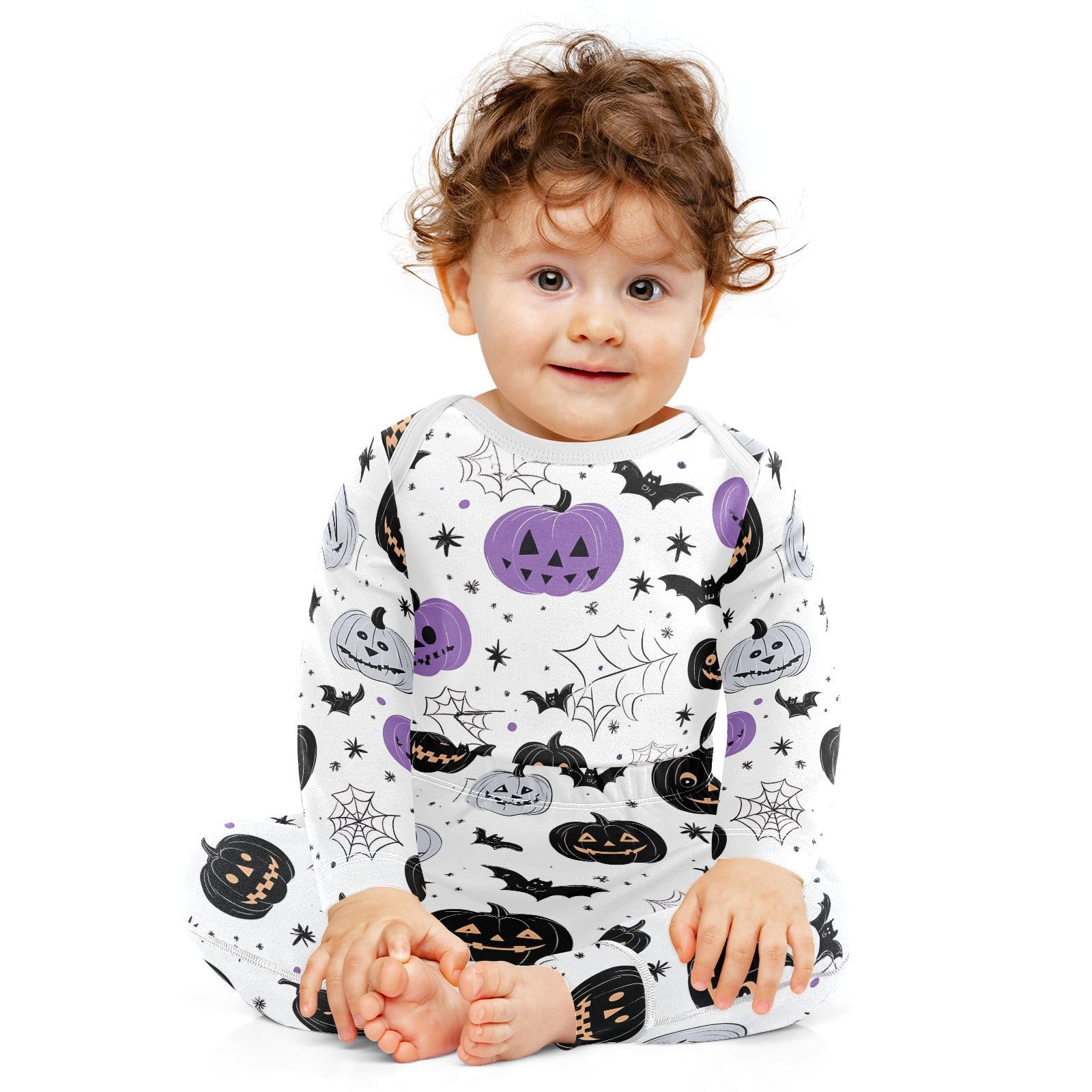 vvfelixl Baby Bodysuits Pants Sets Cute Spooky Pumpkin Long Sleeve Baby Onesie Clothes for Boys Girls 3-6M
