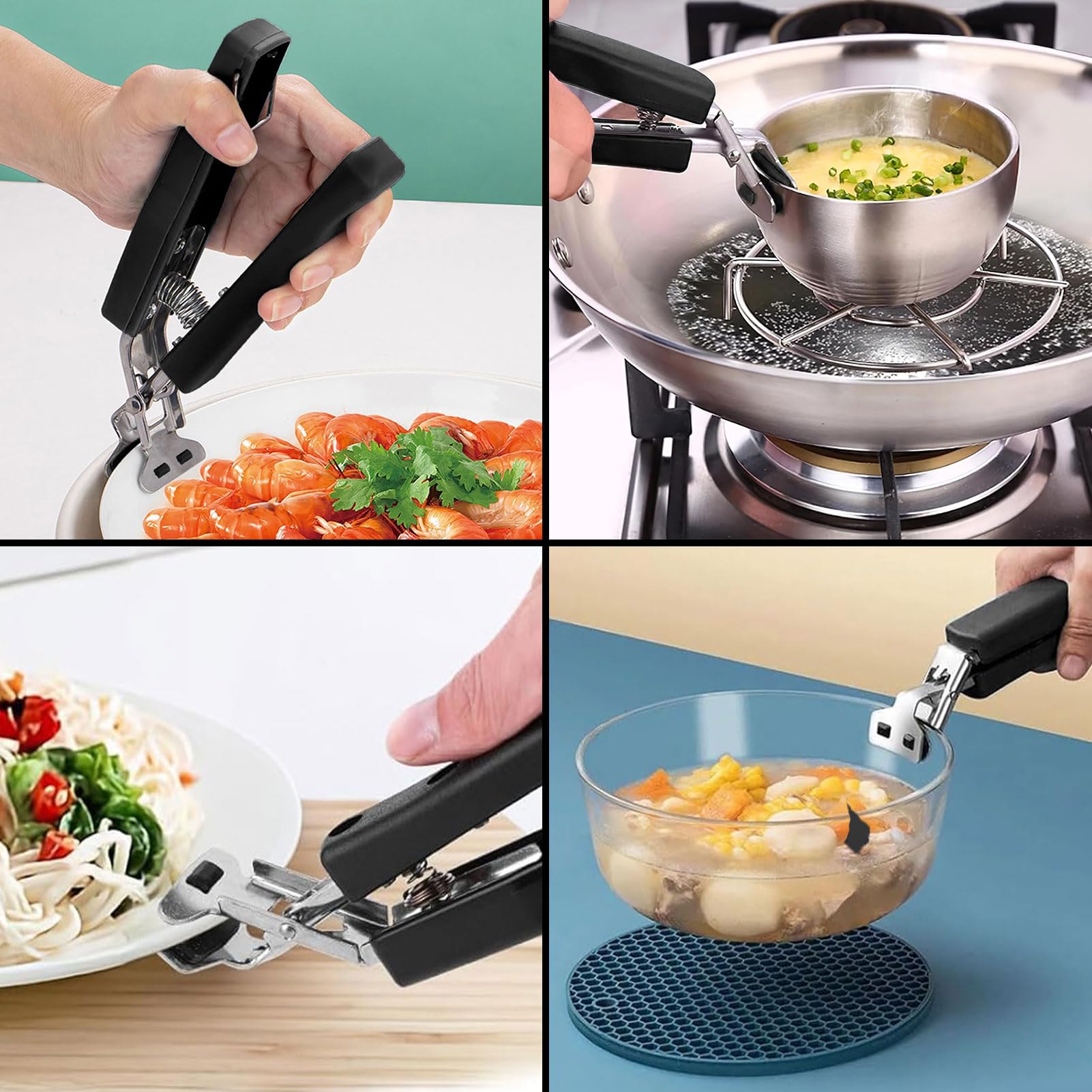 Pinza Antiscottatura,Pinza Per Teglie,2 Pezzi Set Da Cucina Anti-Scottatura,Clip Ciotola,Morsetto pentola calda,Pinza in Acciaio Inox per Teglie per Ciotola Calda, Microonde, Forno