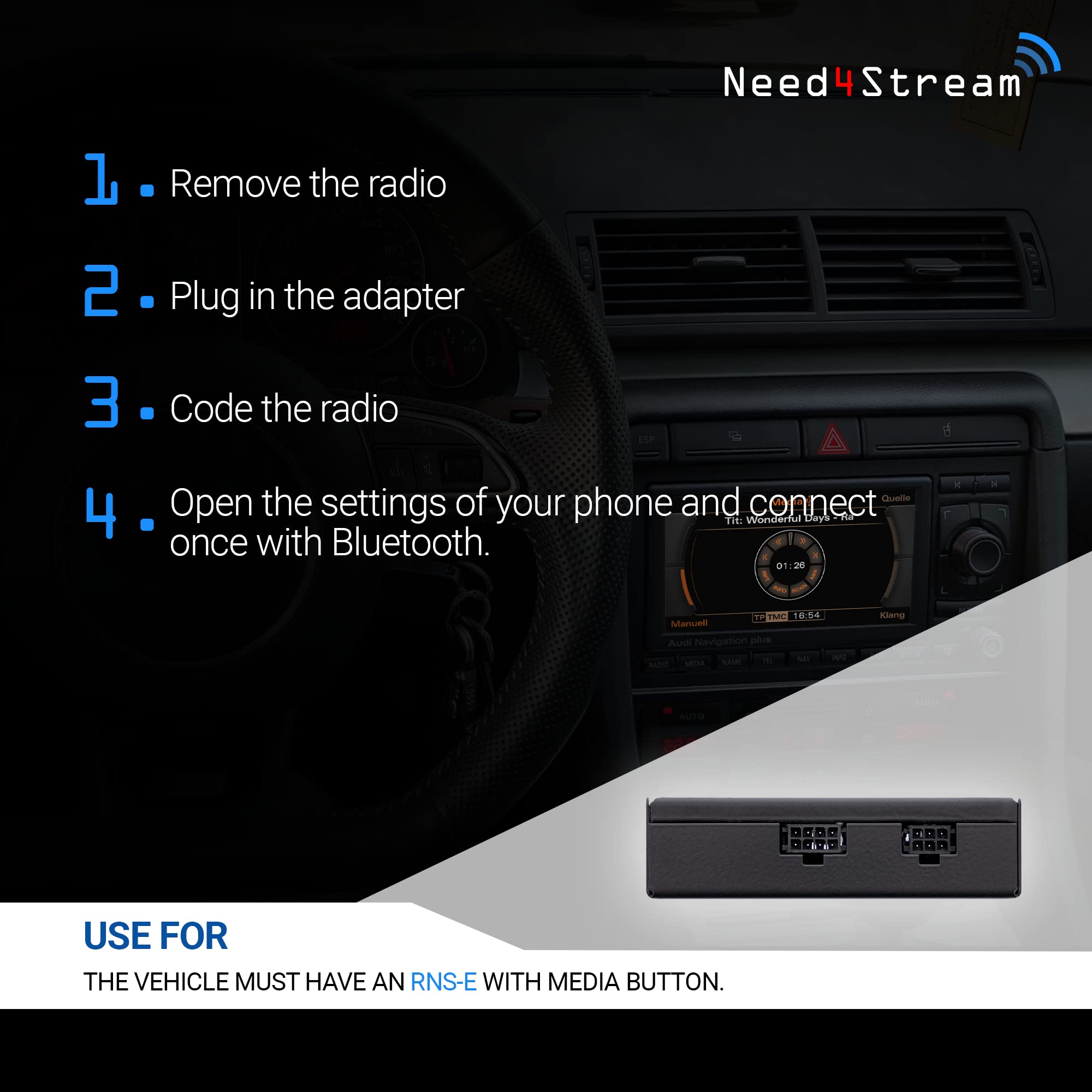 Need4Stream N4S74094 Bluetooth Adapter Car With Title Display For - View #3