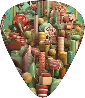 Candy Pattern Guitar Picks 12 Pack Bass Picks with Organizer Box Guitar Plectrum Includes Thin Medium Heavy Guitar Picks Ukulele Picks for Bass Acoustic Electric Guitars