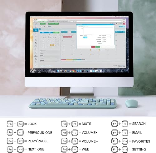 Miniatura 5 de MOFII - Combo de teclado inalámbrico y mouse silencioso, delgado y compacto USB de 2.4 G, lindo teclado de 110 teclas para PC, portátil, MacBook,