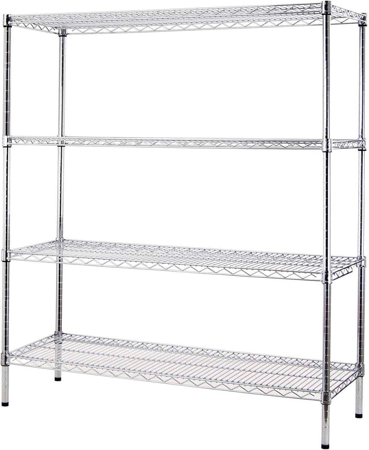 21" Deep x 54" Wide x 74" High 4 Tier Chrome Wire Shelving Kit | NSF Commercial Storage Rack Unit