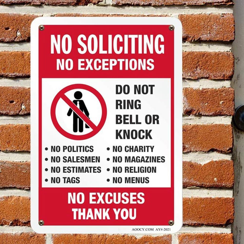 No Soliciting Schild Metall - Lustiges Türschild, 22.9x27.9 Cm, Witterungsbeständig Aluminium