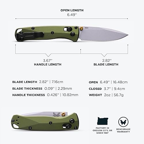 Vista 14 de Benchmade - Cuchillo Mini Bugout 533 con mango de grivory naranja (533)