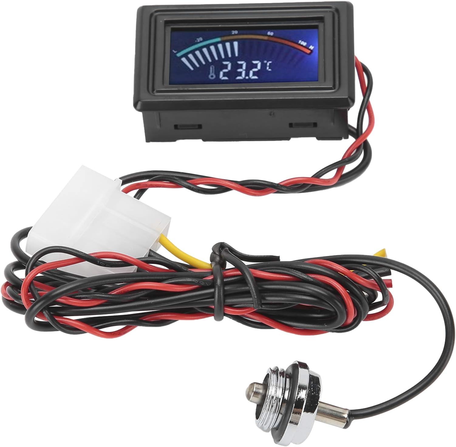 Water Cooling Thermometer Digital Display Computer Water Cooled Temperature Meter WDXS DT for PC Water Cooling Systems G1/4 Thread 5V 24V Wide Voltage -50 to 110℃ Range