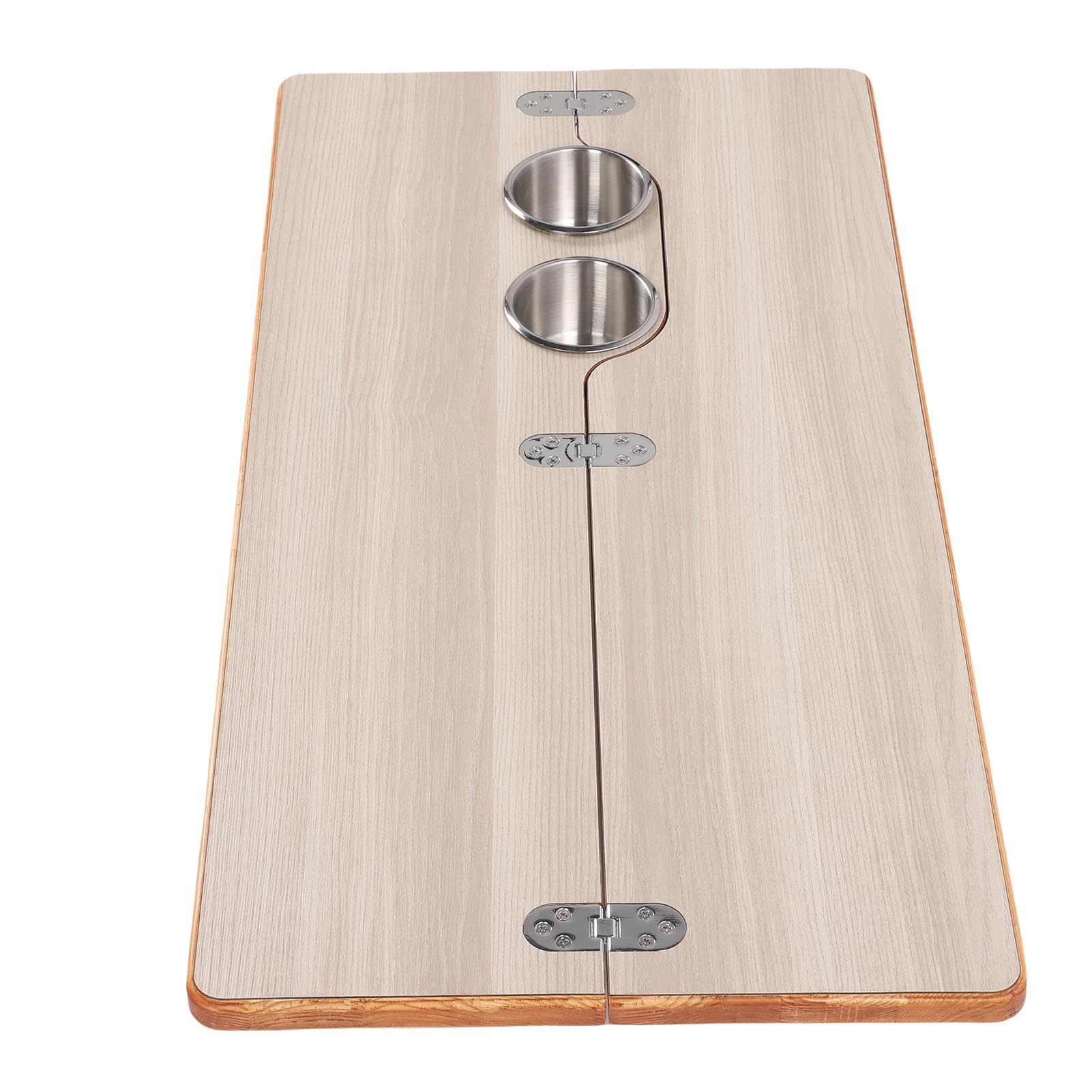 Tbest Klappbare Wohnmobil-Tischplatte, 80 X 39 cm, Massivholz, mit 2 Getränkehaltern für Arbeiten Am Yachtdeck (Holzfarbe)