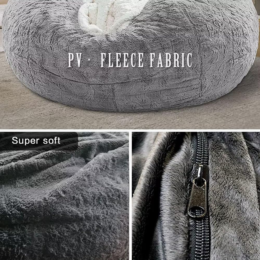 Fodera per Sedia a Sacco di Fagioli (Solo Fodera, Senza Riempimento), Lazy Soft Velvet PV Lavabile coprisacchetto di Fagioli，per Giardino, Salotto, Balcone