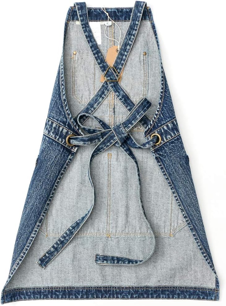 Jeanerlor Cotton Work Apron with Pockets for Women and Men Cross Straps & Adjustable S to XXXL 2 Size