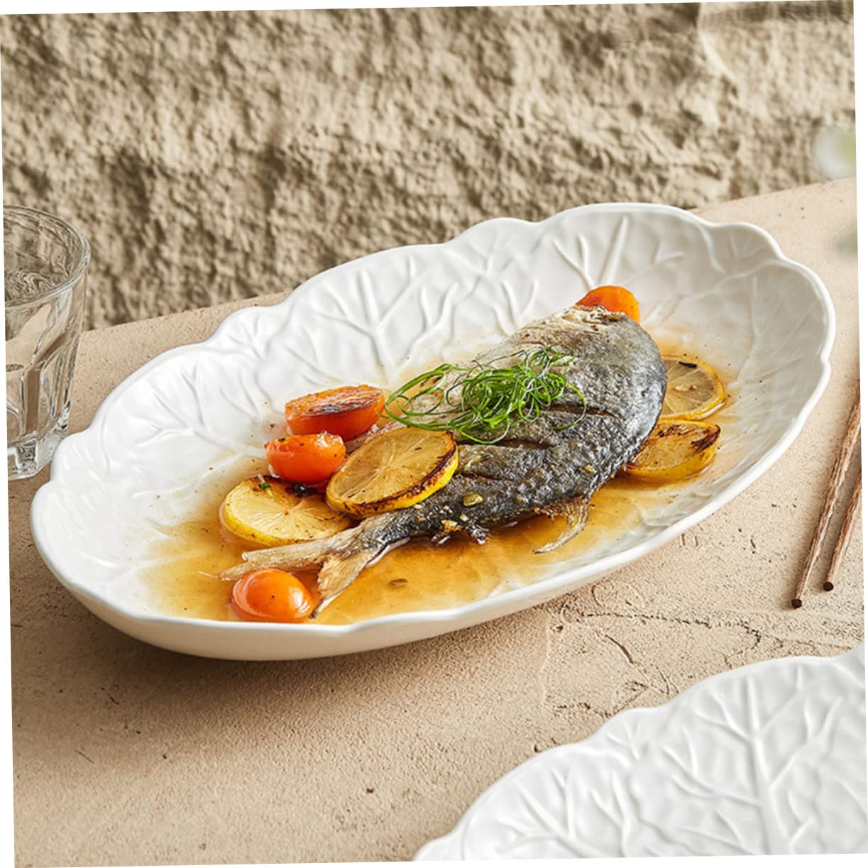 Piatto da Pesce in Ceramica Bianco, per Antipasti, Ristorante