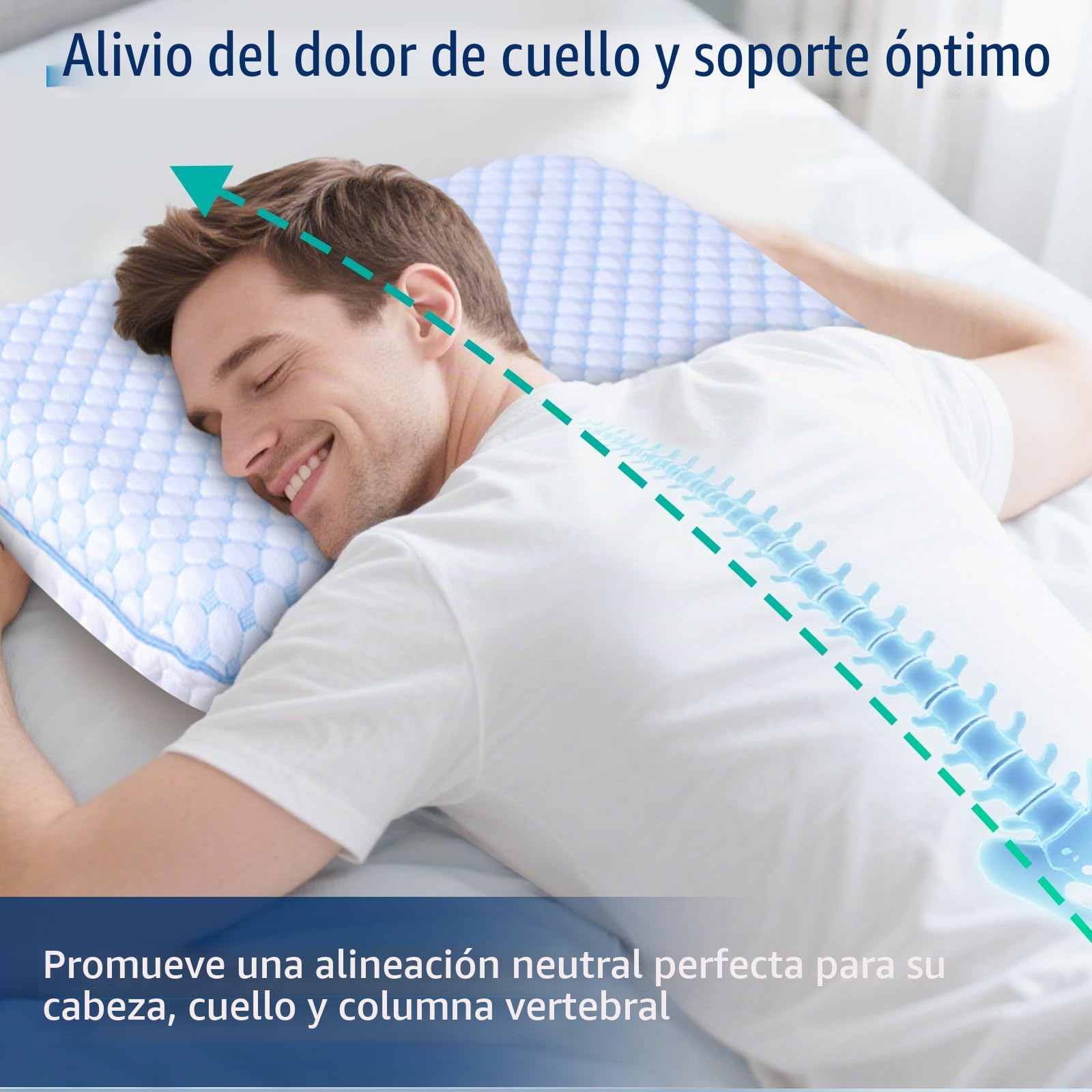 Almohada de Espuma viscoelástica Ultra Fina para Dormir de estómago y Espalda, Almohadas Planas de Perfil bajo con Funda de Tela de bambú, Lavable para Dormir
