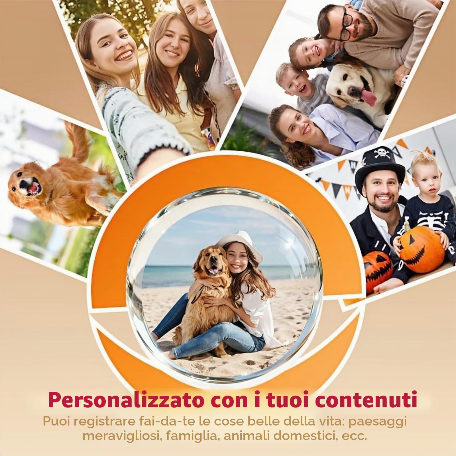 Sfera di Natale con Video, Palla di Natale Christmas Memory Orb Sfera Video Ornamento 3D Palla Memoria Caricabile Video, 7 cm (Giallo, USB)