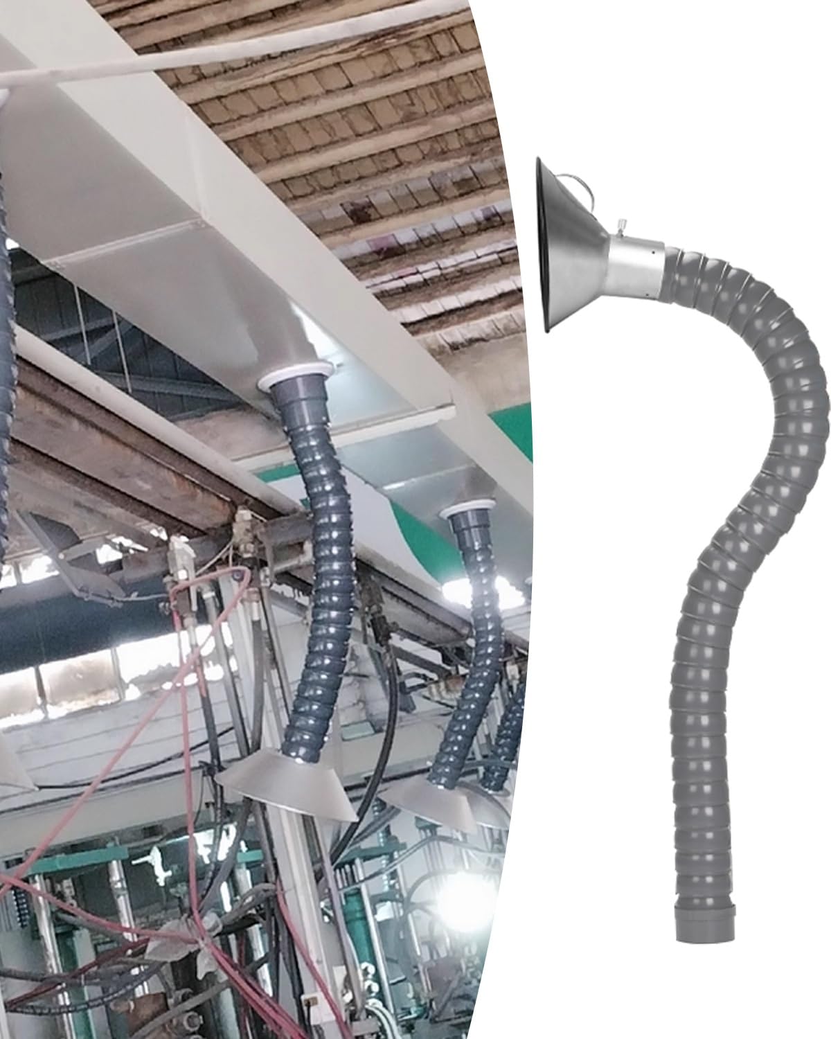 Tubo flessibile per aspirazione fumi per gas e fumi, condotto dell'aria regolabile a 360°, per applicazioni di laboratorio e ventilazione, sistema di filtrazione dell'aria ad alta efficienza