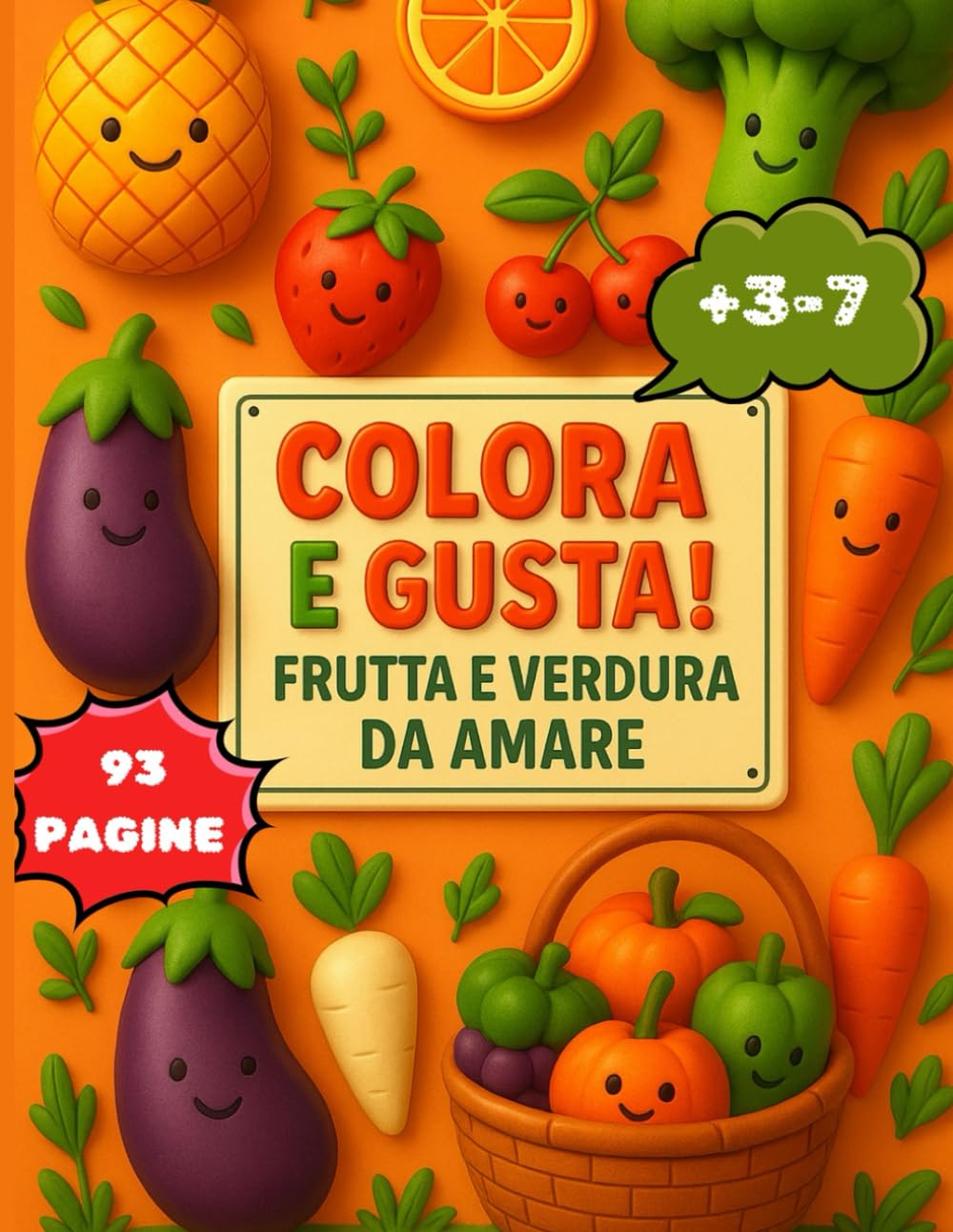 Colora e Gusta frutta e verdura da amare: Un libro pensato per bambini, 3 - 7 anni, dove frutta e verdura prendono vita con sorrisi, colori e filastrocche.