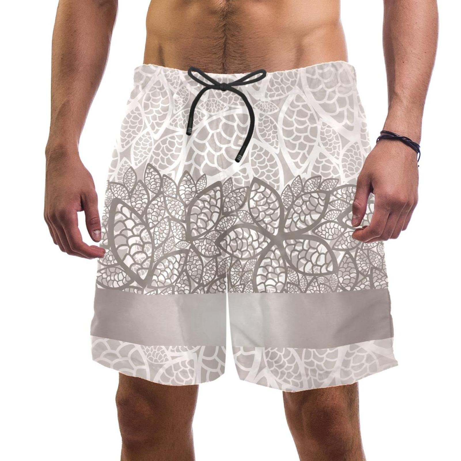 Short de plage à séchage rapide JDEZ pour hommes en imprimé feuilles - 5