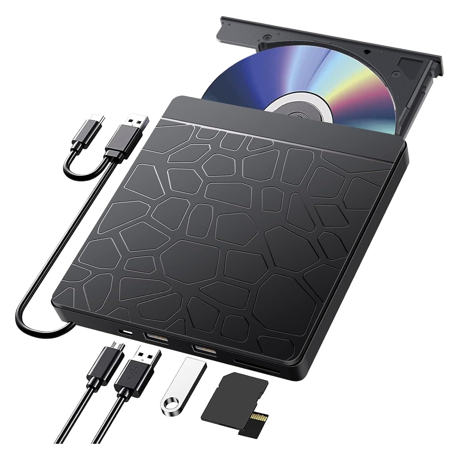 Dcdcd Nero Usb3.0 Type-C Portable External Dvd Cd +/-Rw Burner Reader Drive With Sd Tf Card Reader Usb Hub