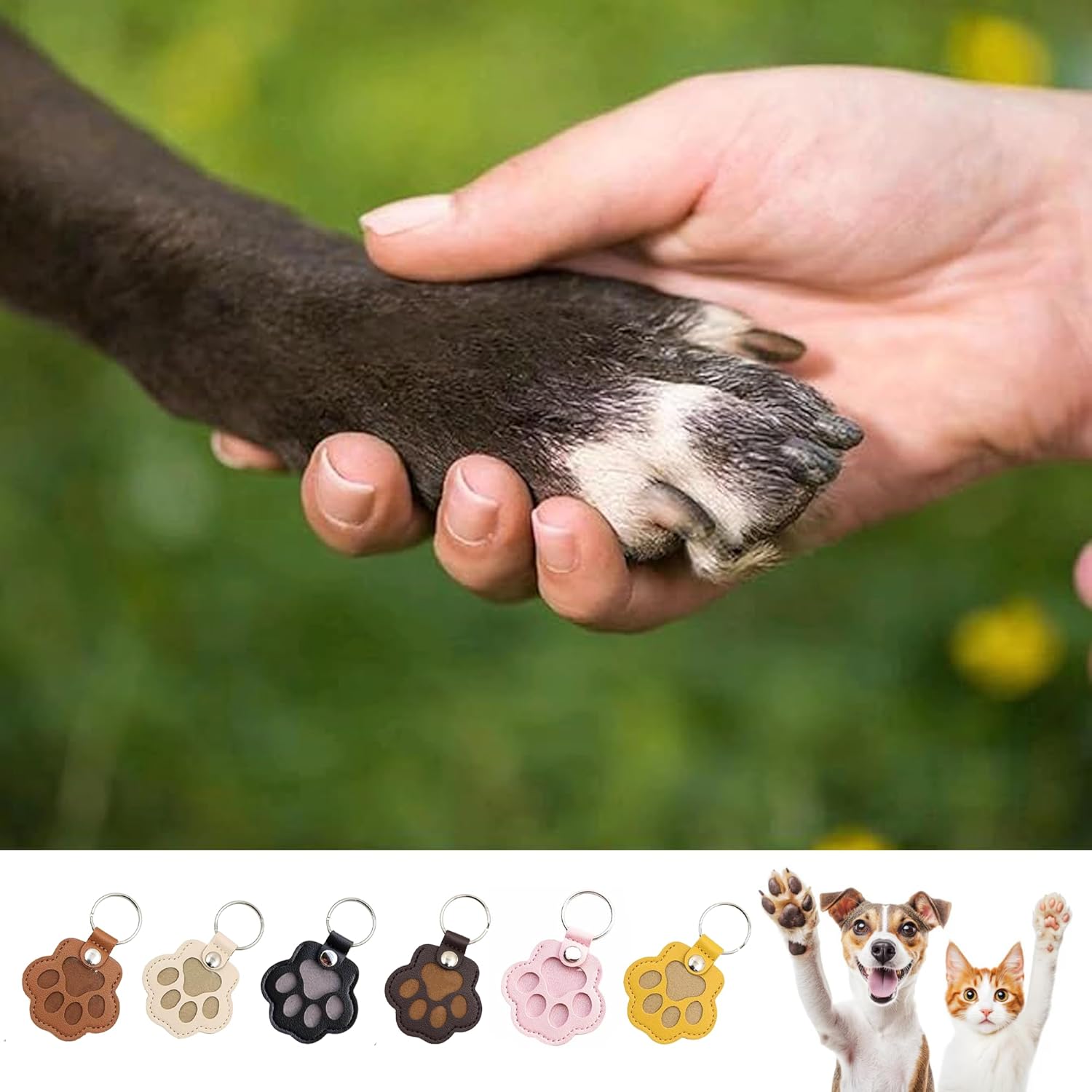 Pet Memorial Gifts for Cat Dog Cute Leather Paw Keychain Pet Hair Keepsake Keyring for Bag Purse Paw Charm Key Holder - Image 4