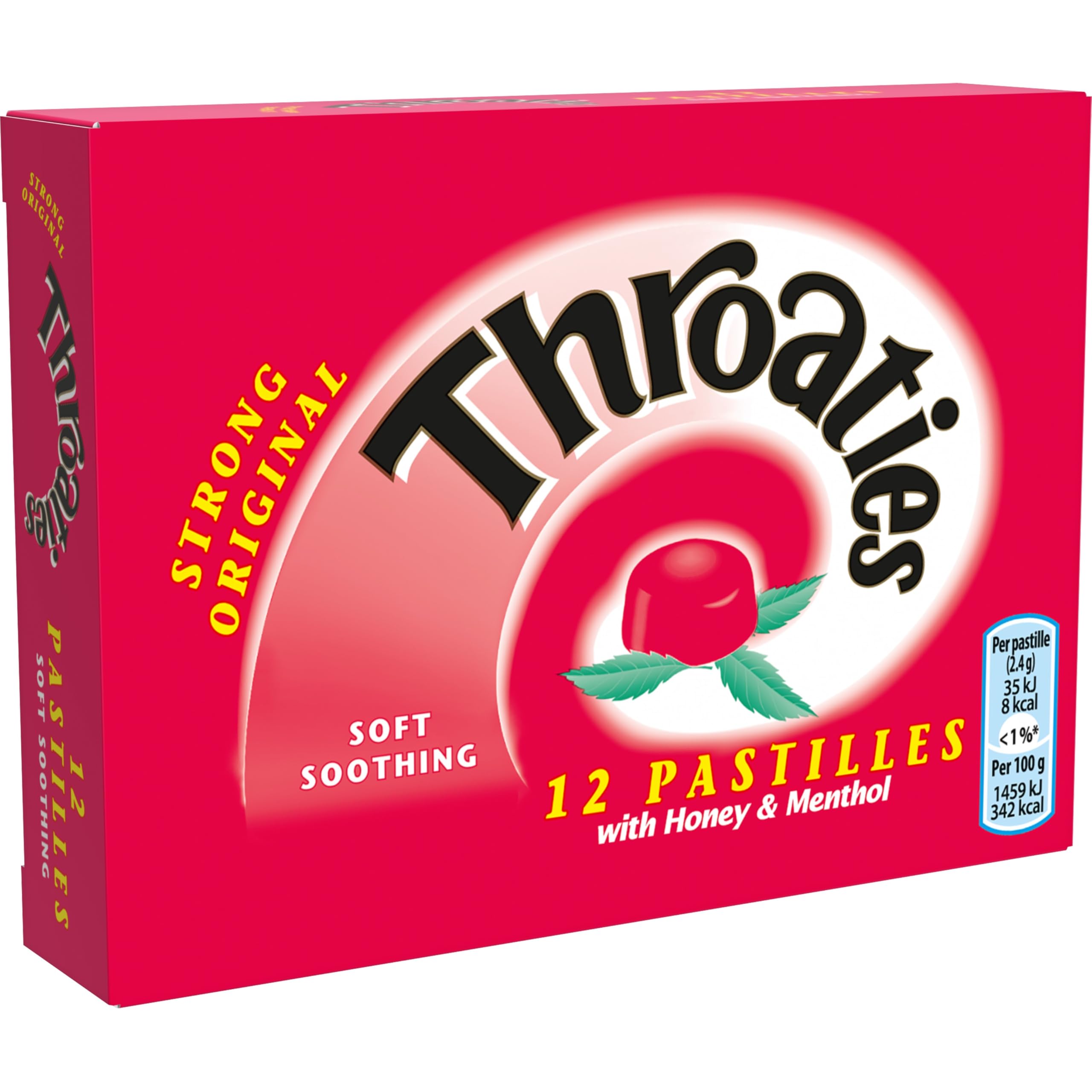 Throaties Strong Original Flavour Soft Soothing Pastilles With Honey & Menthol 12 Pastilles Lloyds Pharmacy