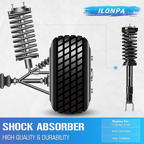Miniatura 6 de Amortiguadores delanteros y traseros izquierdo y derecho con resortes helicoidales para Chrysler 300 2005-2010, Dodge Charger 2006-2010, Magnum RWD