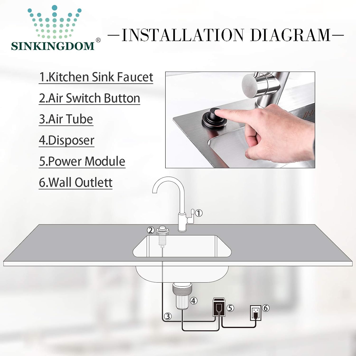 Buу 2 gеt 3 SINKINGDOM SinkTop Air Switch Kit with Oil Rubbed Bronze Long Button (Full Brass) for Garbage Disposal, Single Outlet Frее Shірріng 🛒 SINKINGDOM SinkTop Air Switch Kit with Oil Rubbed Bronze Long Button (Full Brass) for Garbage Disposal, Single Outlet