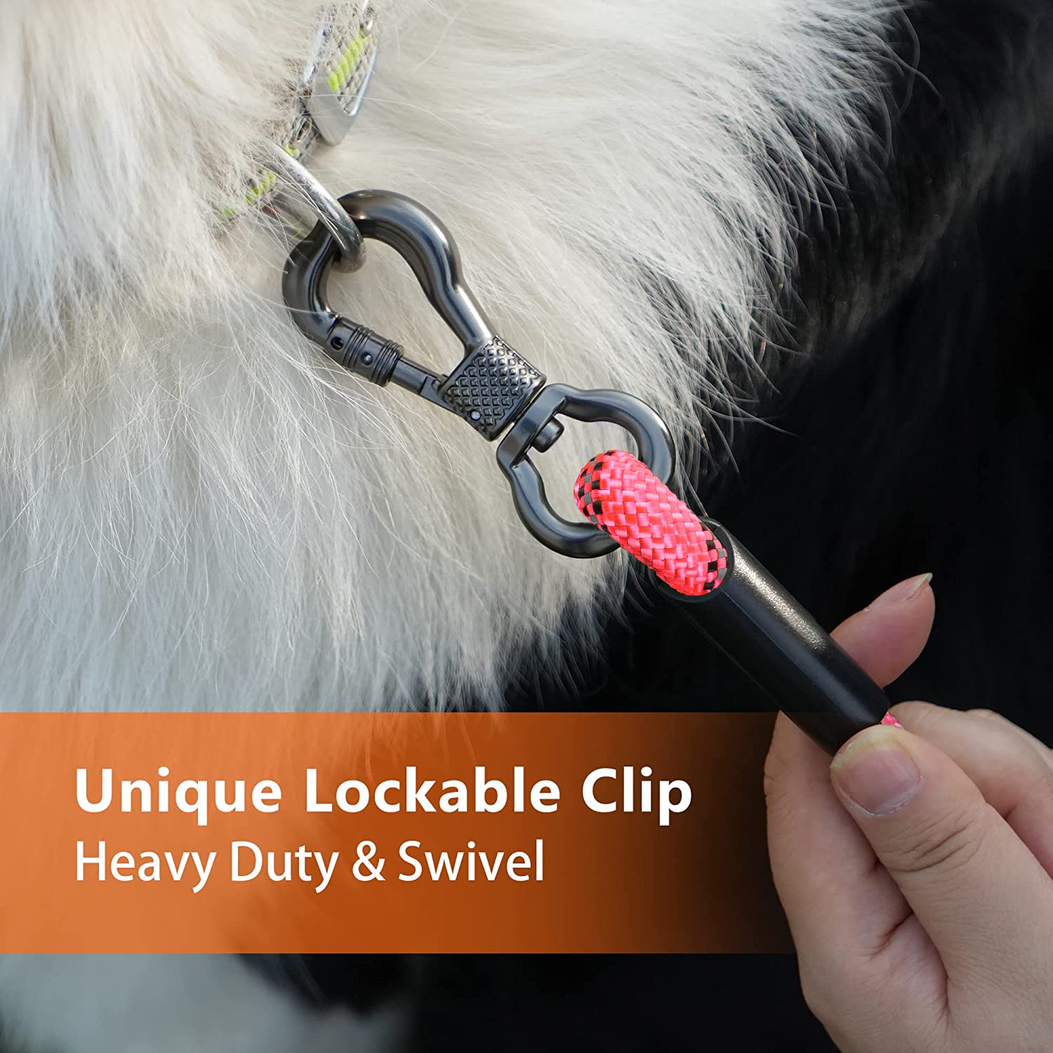 NTR Laisse pour chien robuste de 2,4 m, corde rouge avec crochet pivotant verrouillable et poignée rembourrée confortable, laisse pour chien de petite, moyenne et grande taille, pour le dressage, le