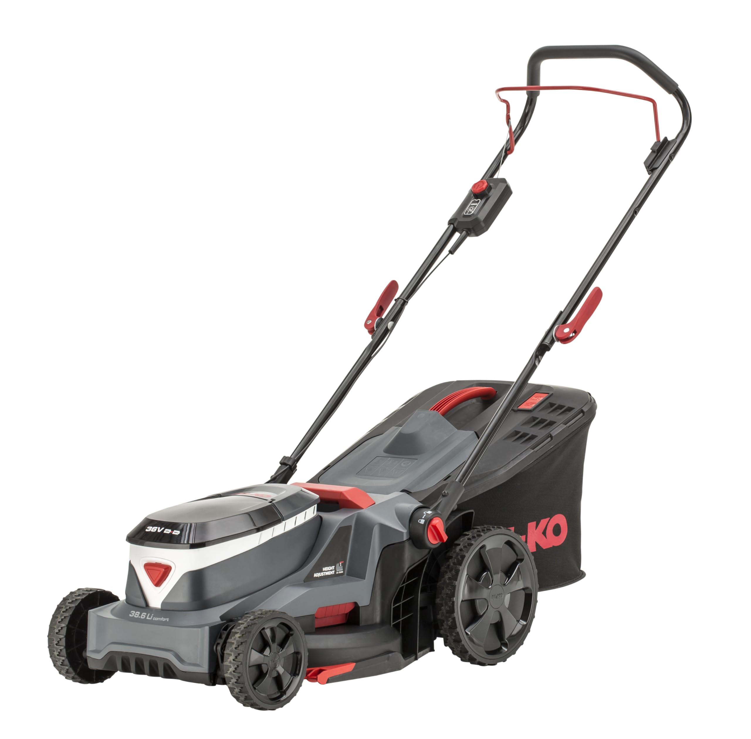 AL-KO Cortacésped inalámbrico 38.6 Li Comfort, Ancho de Corte de 38 cm, Altura de Corte Central, para césped de hasta 500 m², Incluye 2 x 18/36 V (4 Ah/2 Ah) y Cargador Doble