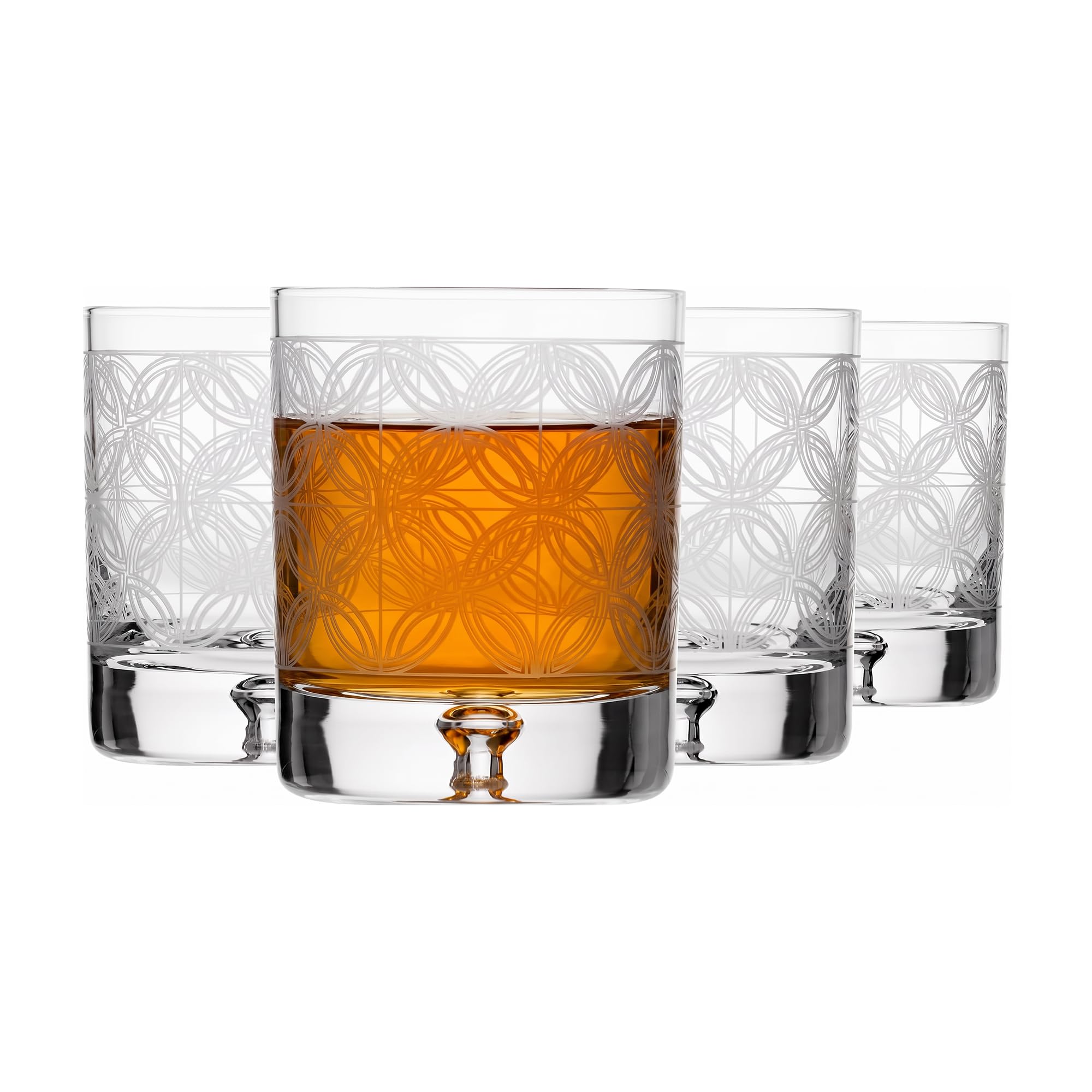 Krosno Transparent Cut 1 Whisky Glasses Set Of 4 - Crystal Whiskey Tumblers For Bourbon And Scotch - 250 Ml Handcrafted Cut Glass - Rocks Glasses In Gift Box - Saga Collection, Petit