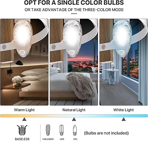 Miniatura 9 de mollie Ventilador de techo enjaulado de 18 pulgadas con jaula de metal y madera, motor de CA reversible silencioso, control remoto de 3 velocidades,