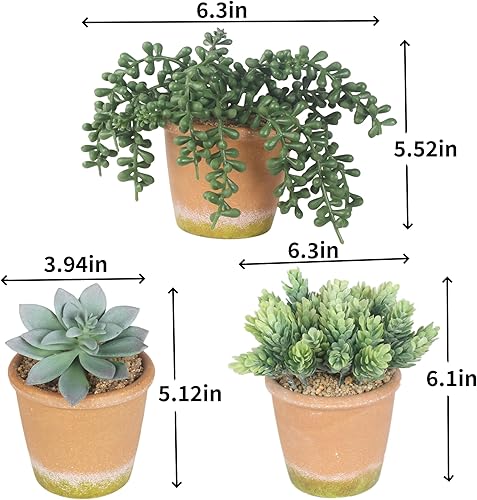Miniatura 4 de 3 plantas suculentas artificiales en maceta, plantas suculentas falsas en maceta, plantas falsas en maceta, decoración de estantería de oficina