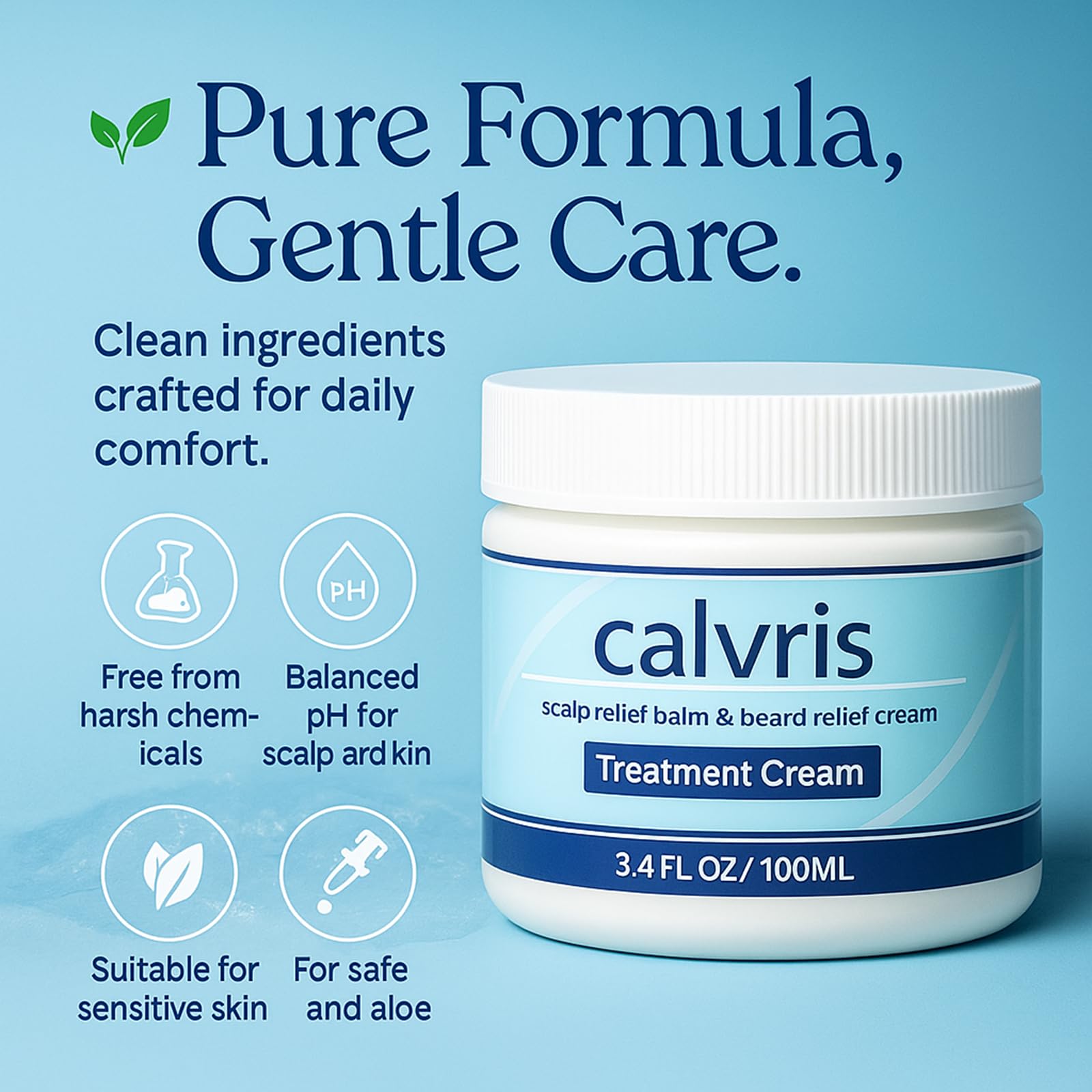 Calvris Scalp Relief Balm with Kudzu Root, Goldthread & Jojoba, 3.4 Fl Oz