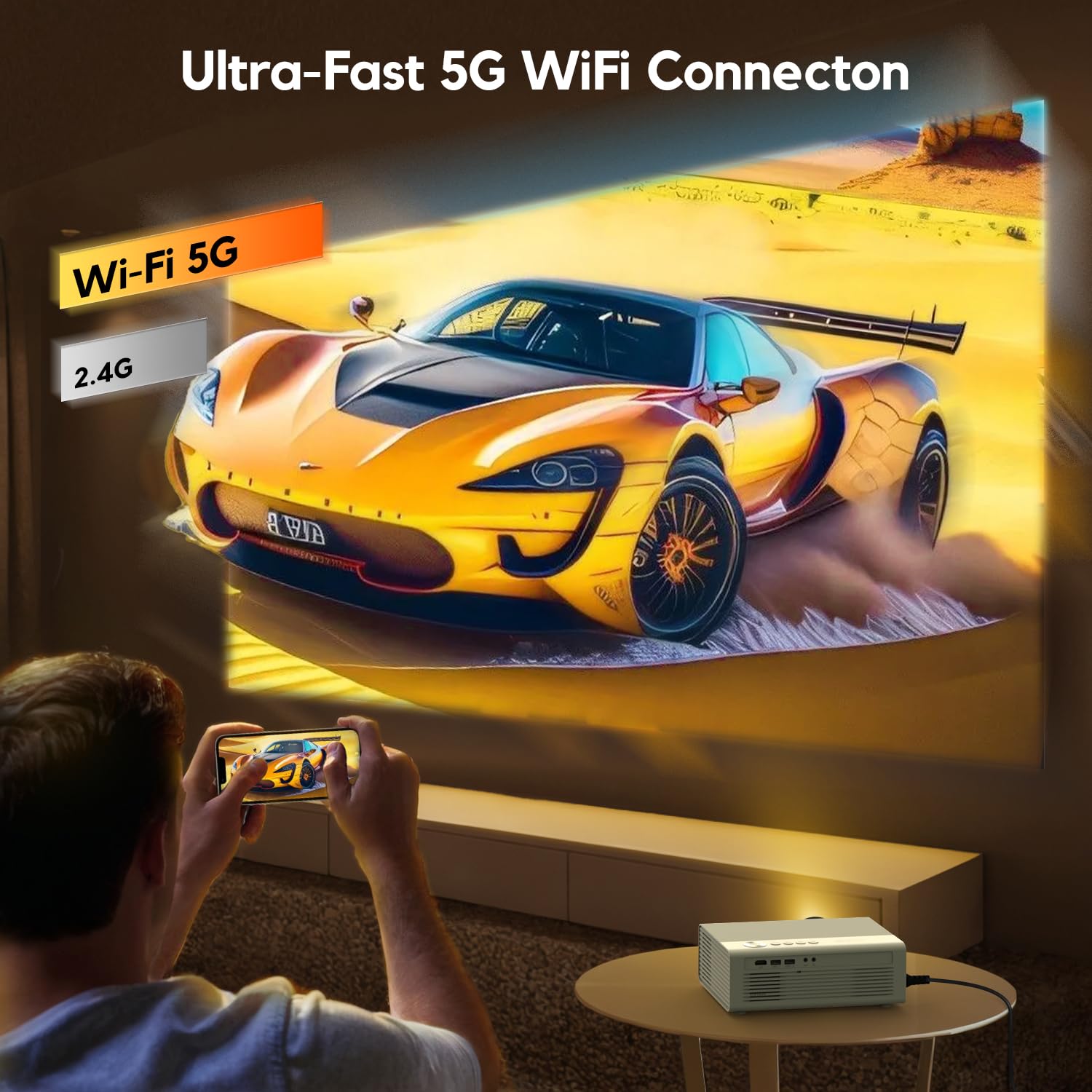 Proiettore 4K AKIYO O9 Netflix Ufficiale & Auto Focus/Keystone WiFi6 e Bluetooth 30000Lumen Full HD 1080P Nativo