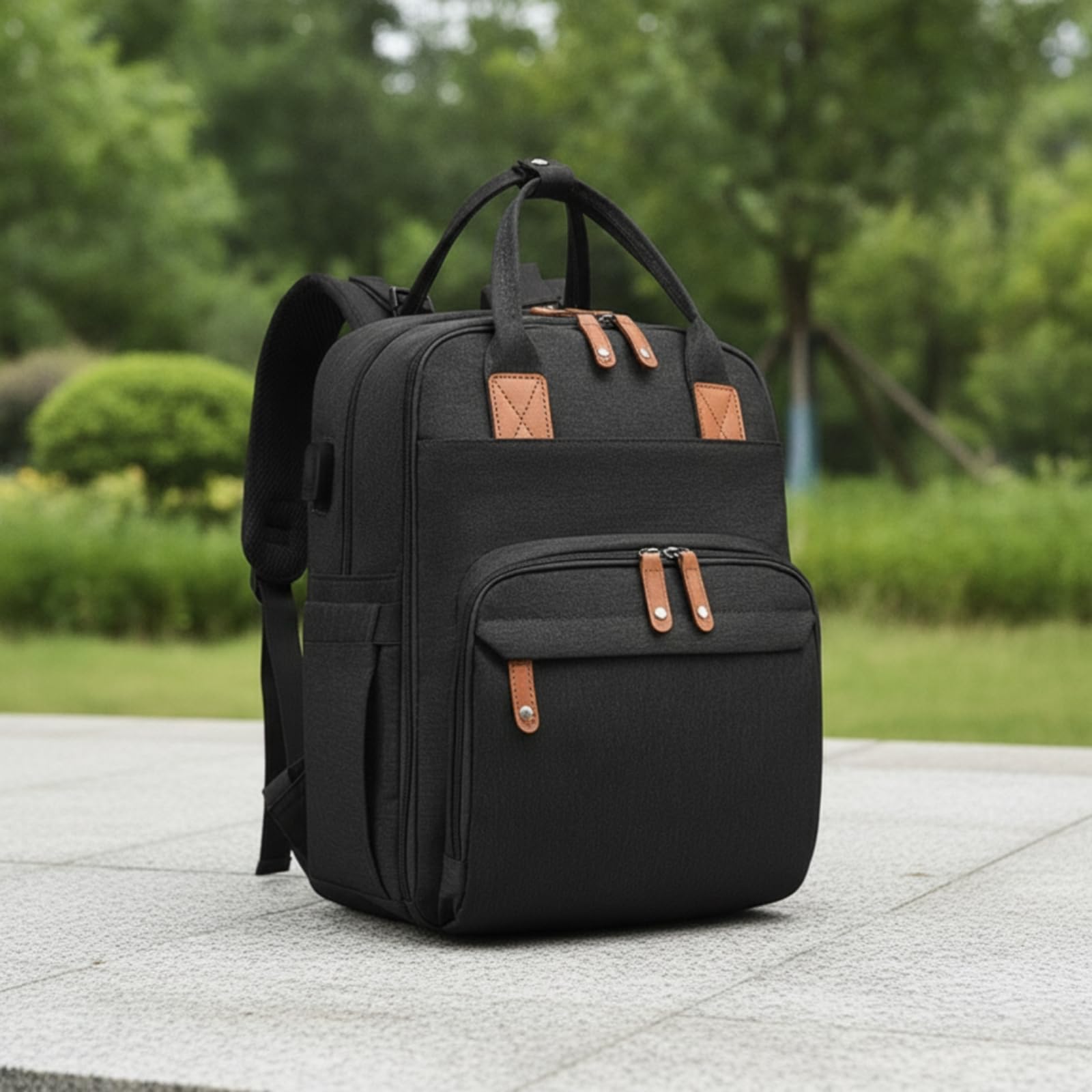 Zaino Fasciatoio con Lettino Pieghevole Multifunzione Zaino Fasciatoio con Lettino da per Genitori, Neonati, Passeggiate, Grigio, Grigio Chiaro
