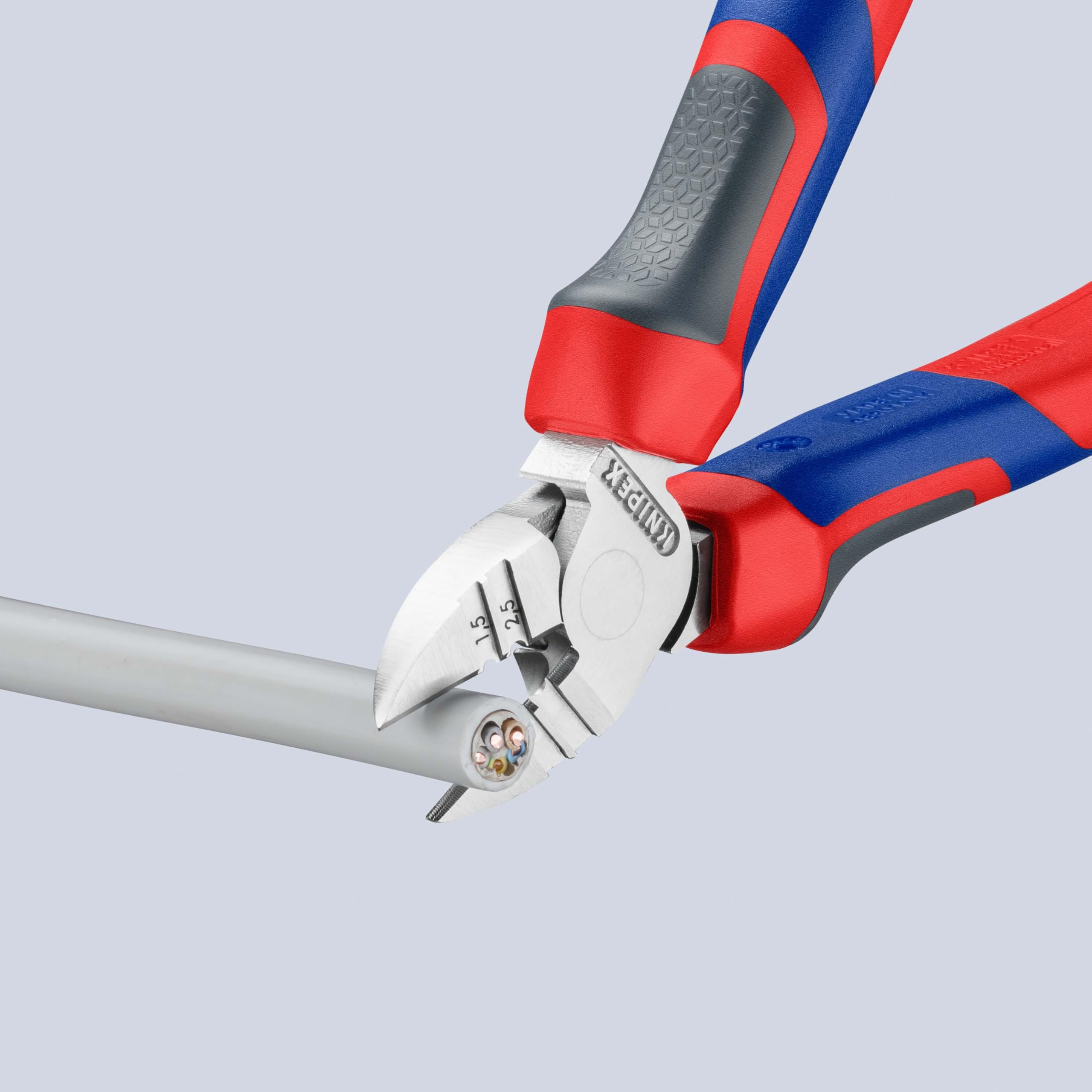 KNIPEX Alicates de corte diagonal con función de pelacables cromado con mangos confort 160 mm, 14 25 160