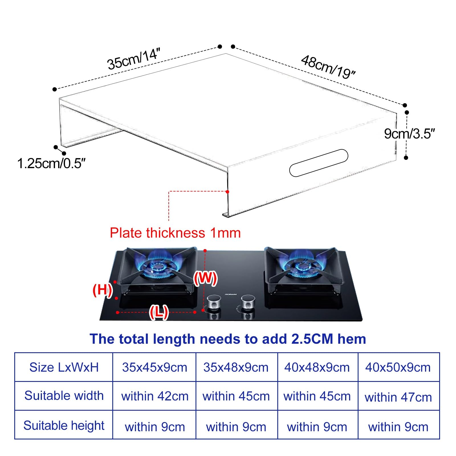Tapa Encimera Gas, Cubiertas Multiusos para Protector Cocina Gas, Cubre Encimera, Amplia el Espacio de la Cocina, Rejillas de Cocina(Black,35x48cm/14x19in)
