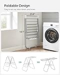 Séchoir à vêtements SONGMICS, support à linge, séchoir intérieur autoportant, 21,7 x 58,3 x 39,4 pouces, argent et blanc ULLR052W01